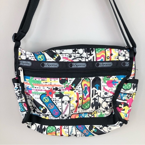 Le Sportsac Vintage Y2K Skateboard print Cross Body Bag - Picture 1 of 10